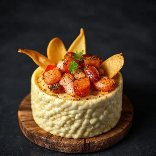 A perfectly seared piece of high-quality, rare steak, rendered with an impeccable, dark crust and glistening, natural juices, resting elegantly. It is subtly accompanied by a small, artfully arranged garnish (e.g., vibrant microgreens, a swirl of root vegetable puree, a single roasted garlic clove). The plate is minimalist, allowing the focus to remain entirely on the texture, color, and appeal of the meat. A hint of delicate steam may subtly rise, adding to the sensory experience. Style: Gourmet, restaurant-level food photography, focus on texture and perfection.