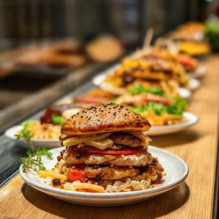 An abstract, artistic composition focusing on the texture and blurred vibrant colors of a selection of exotic spices or grains in very shallow focus. Imagine a swirl of saffron threads, star anise, cardamom pods, and perhaps grains of long-grain rice or quinoa, creating a rich visual tapestry of color and intricate patterns. The image should be visually intriguing and evocative of diverse flavors and origins, but not depict a specific prepared dish. Style: Macro photography, abstract, textural, vibrant yet sophisticated.